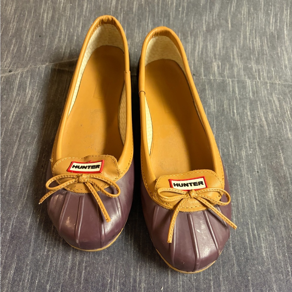 Hunter Women's Purple and Tan Flats Size 8